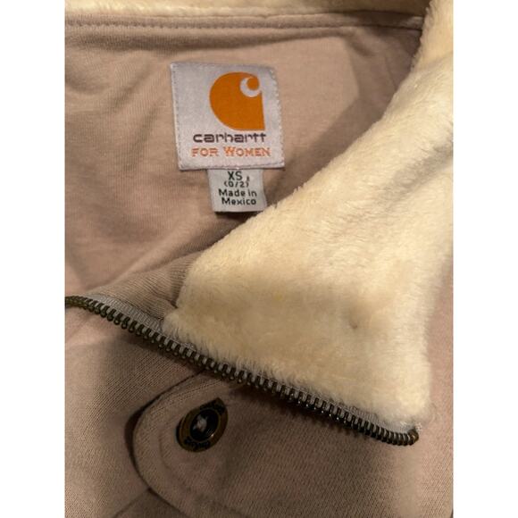 Carhartt For Women Jacket XS Beige Sherpa Collar Y2K Vintage Workwear - Picture 8 of 14